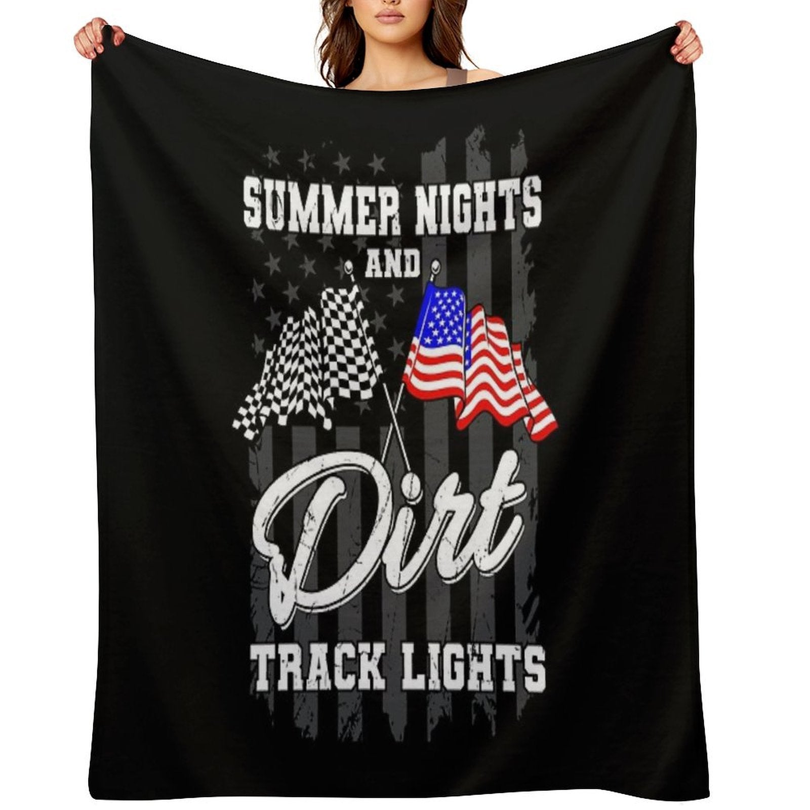 Summer Nights Dirt Track Lights Racing Anti-pilling Throw Blanket