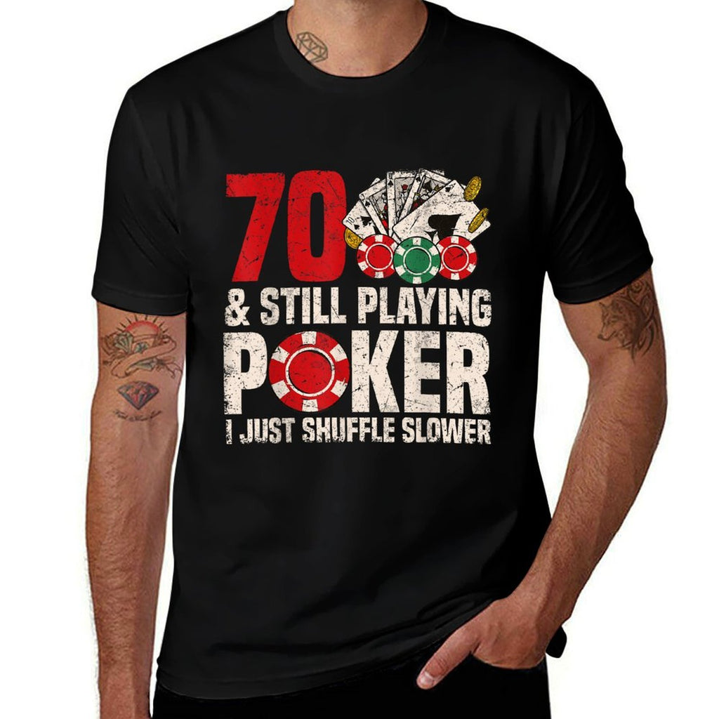 Mens 70th Birthday Poker  Oversized Silhouette T-Shirt