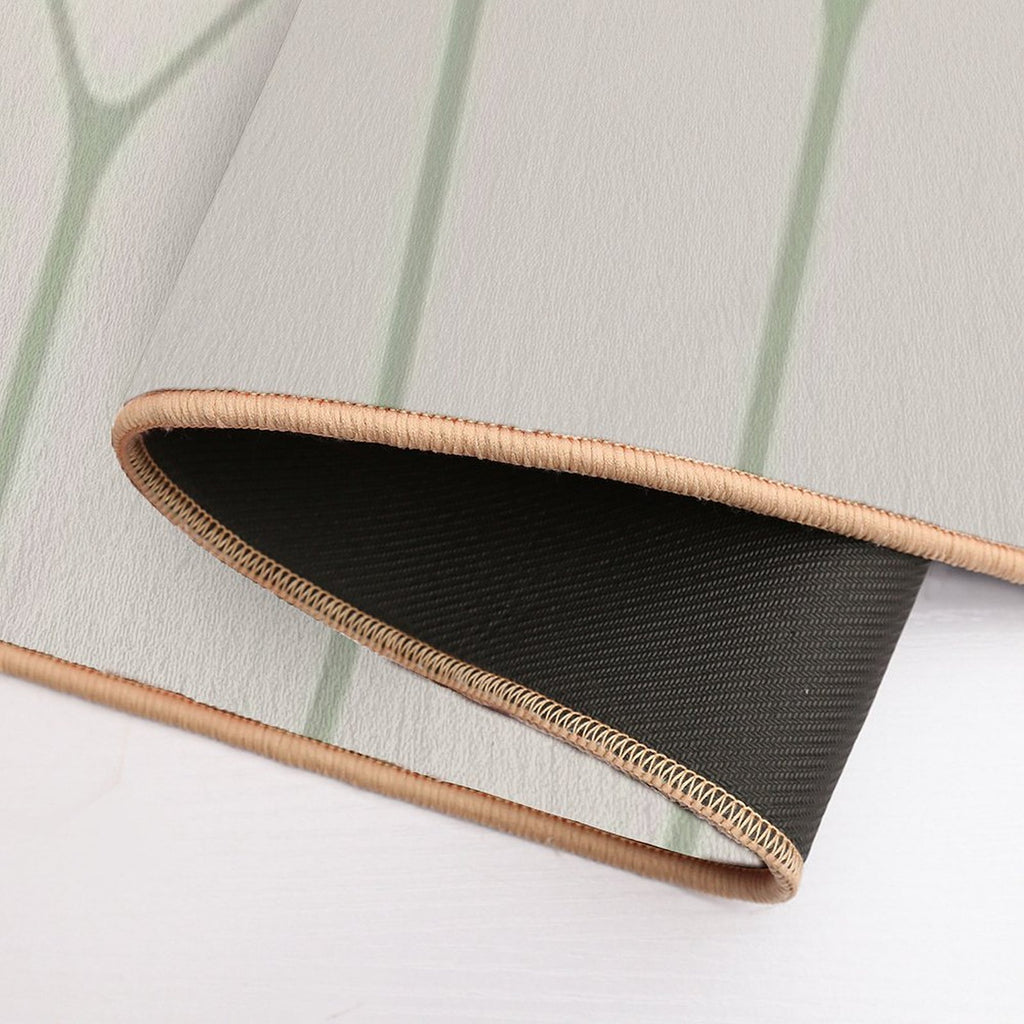 Long Honeycomb Minimalist Geometric Pattern in Beige And Sage  Fade-Resistant Bath Mat