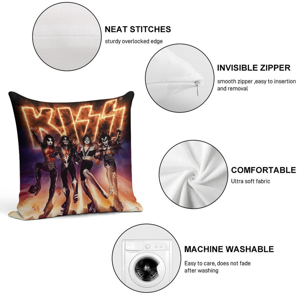 KISS ® The Band - Destroyer Fire Logo Soft Ultra-Soft Texture Throw Pillow