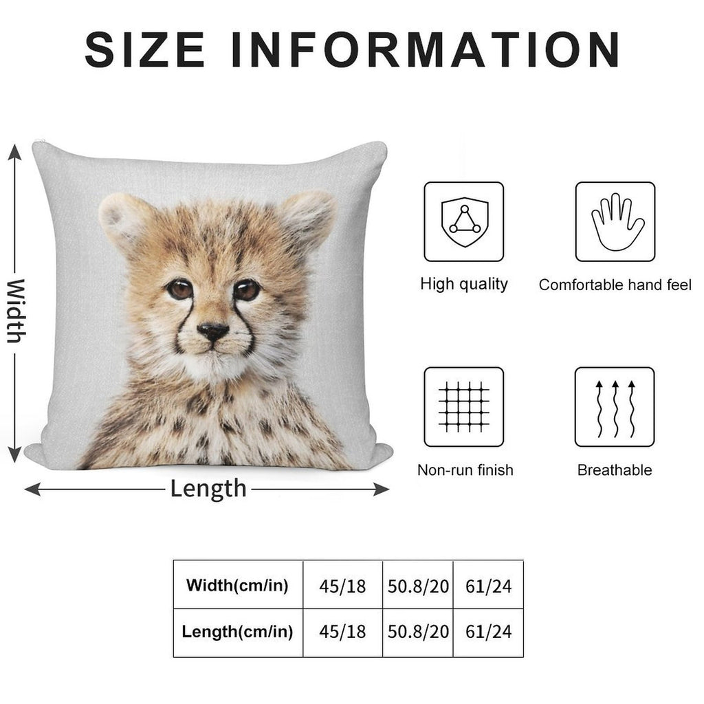 Baby Cheetah - Colorful Soft Bedroom Essential Throw Pillow