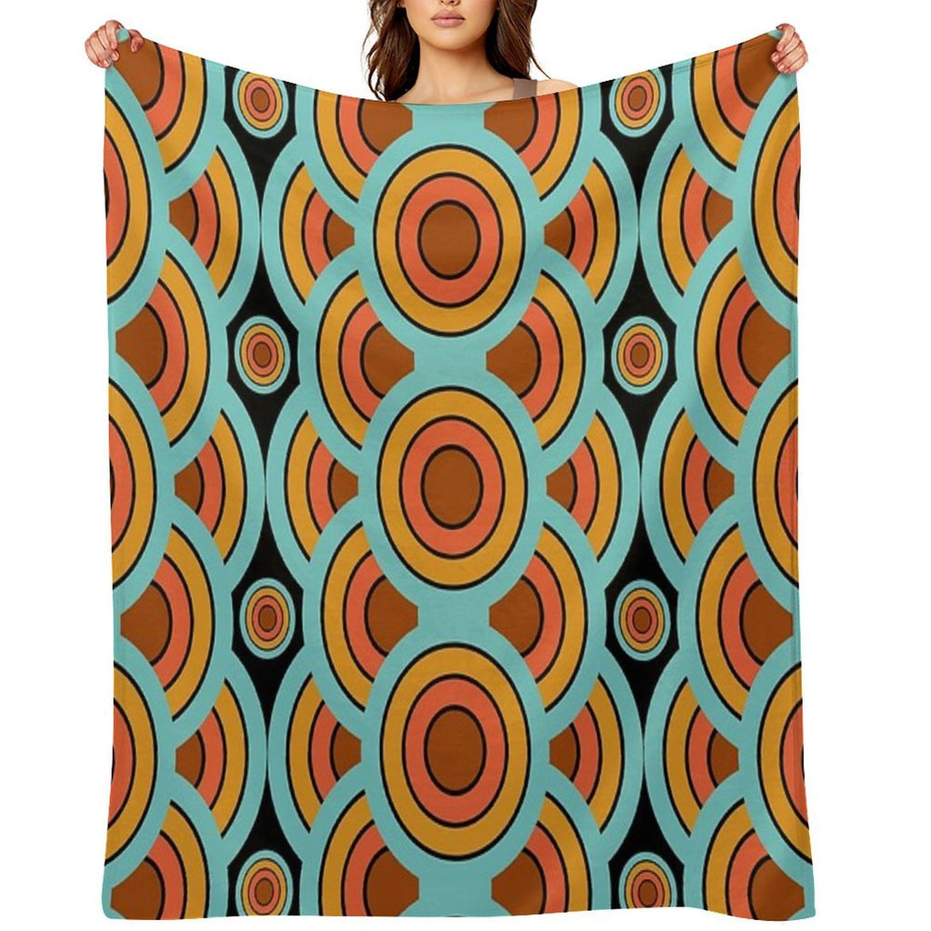 60s 70s Style - Retro Modern Circles - Vintage Mid-Century Versatility Throw Blanket