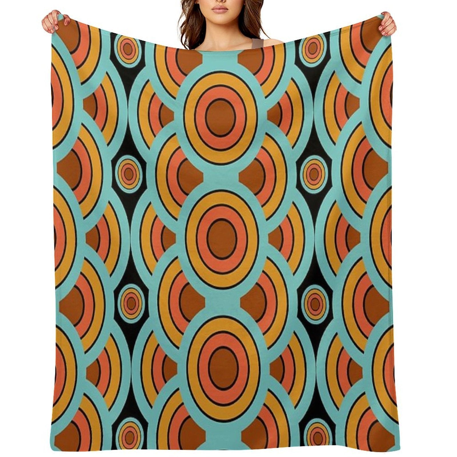 60s 70s Style - Retro Modern Circles - Vintage Mid-Century Versatility Throw Blanket