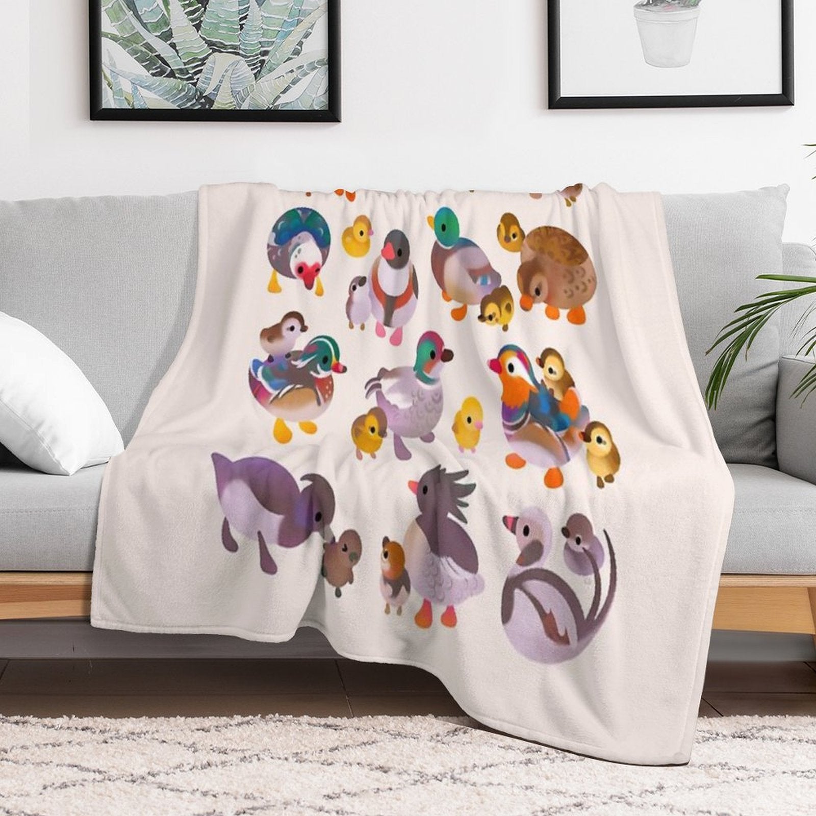 Duck And Duckling All-season Throw Blanket