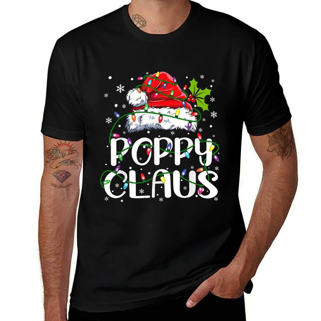 Poppy Claus Christmas Lights Pajama Family Matching  Lightweight T-Shirt