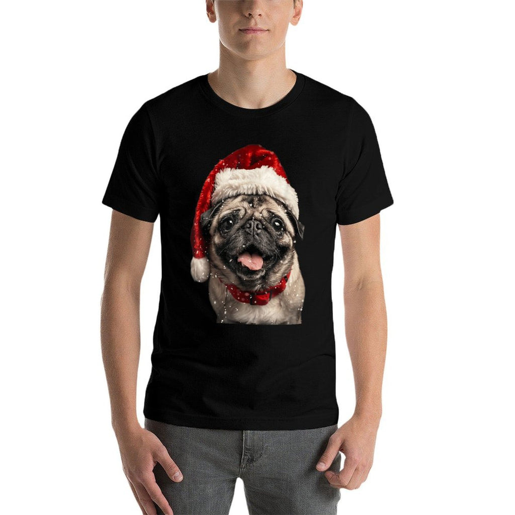 Pug Christmas  Heathered Texture T-Shirt