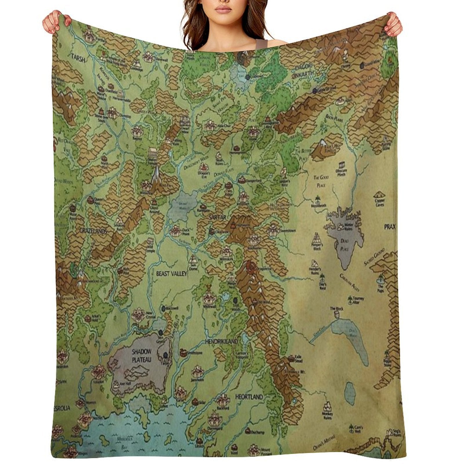 Dragon Pass And Prax Map by Darya Makarava Eco-conscious Throw Blanket