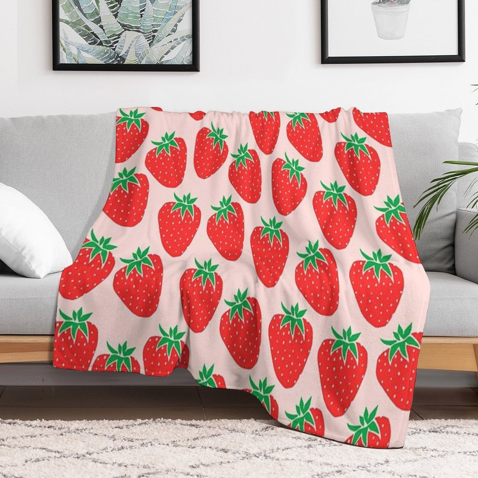 Cute Strawberry Easy Care Throw Blanket