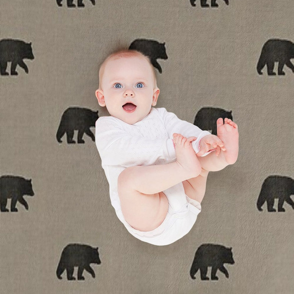 Black Bear Silhouette(s) Wrinkle-free Throw Blanket