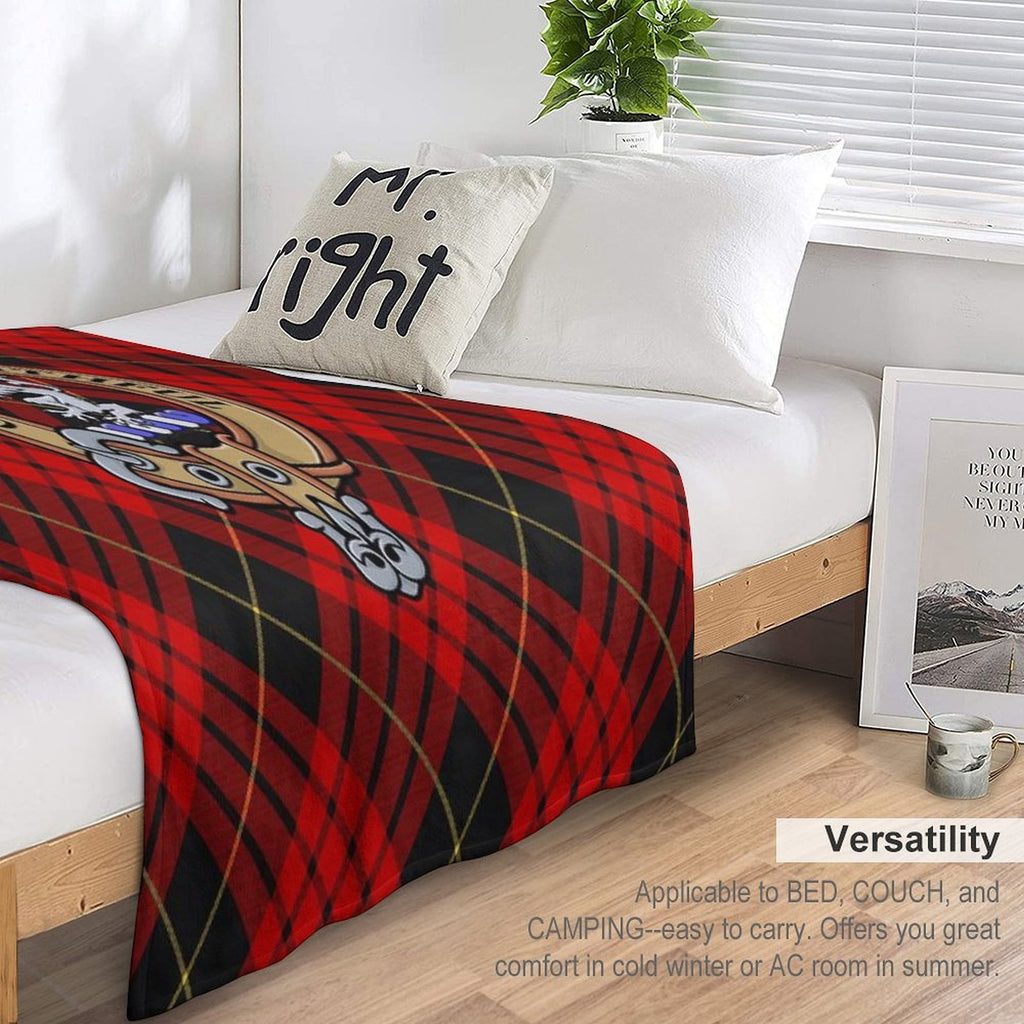 Clan MacQueen Crest over Tartan Premium Throw Blanket