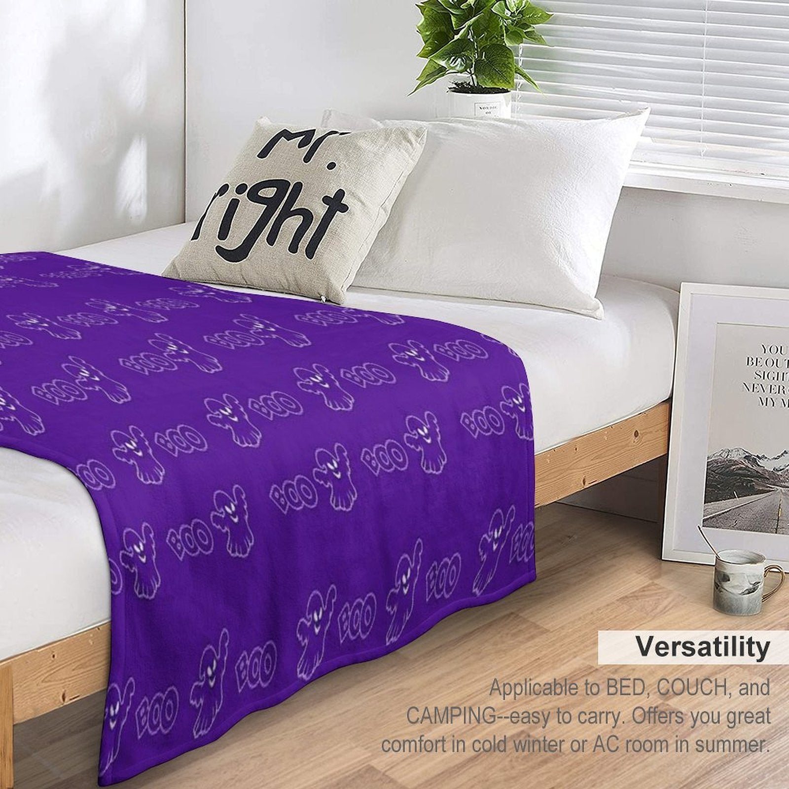 Boo Pattern Machine-washable Throw Blanket