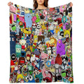 Cartoon  Characters Collage Compact Throw Blanket