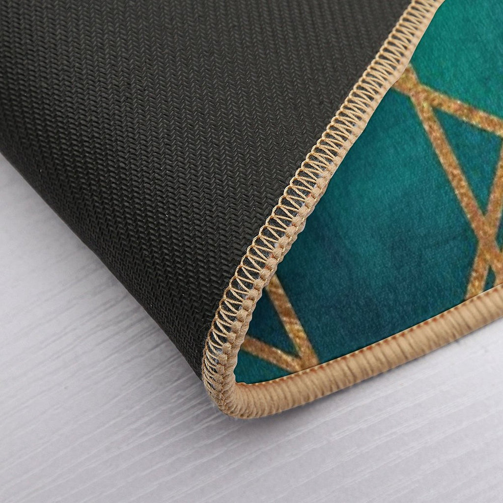Green Gold Geometric  Long-Lasting Bath Mat