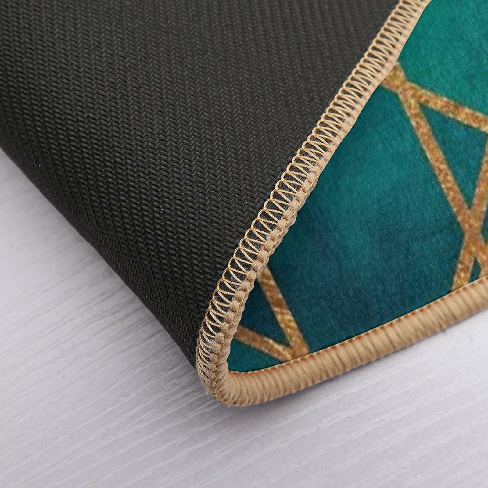Green Gold Geometric  Long-Lasting Bath Mat
