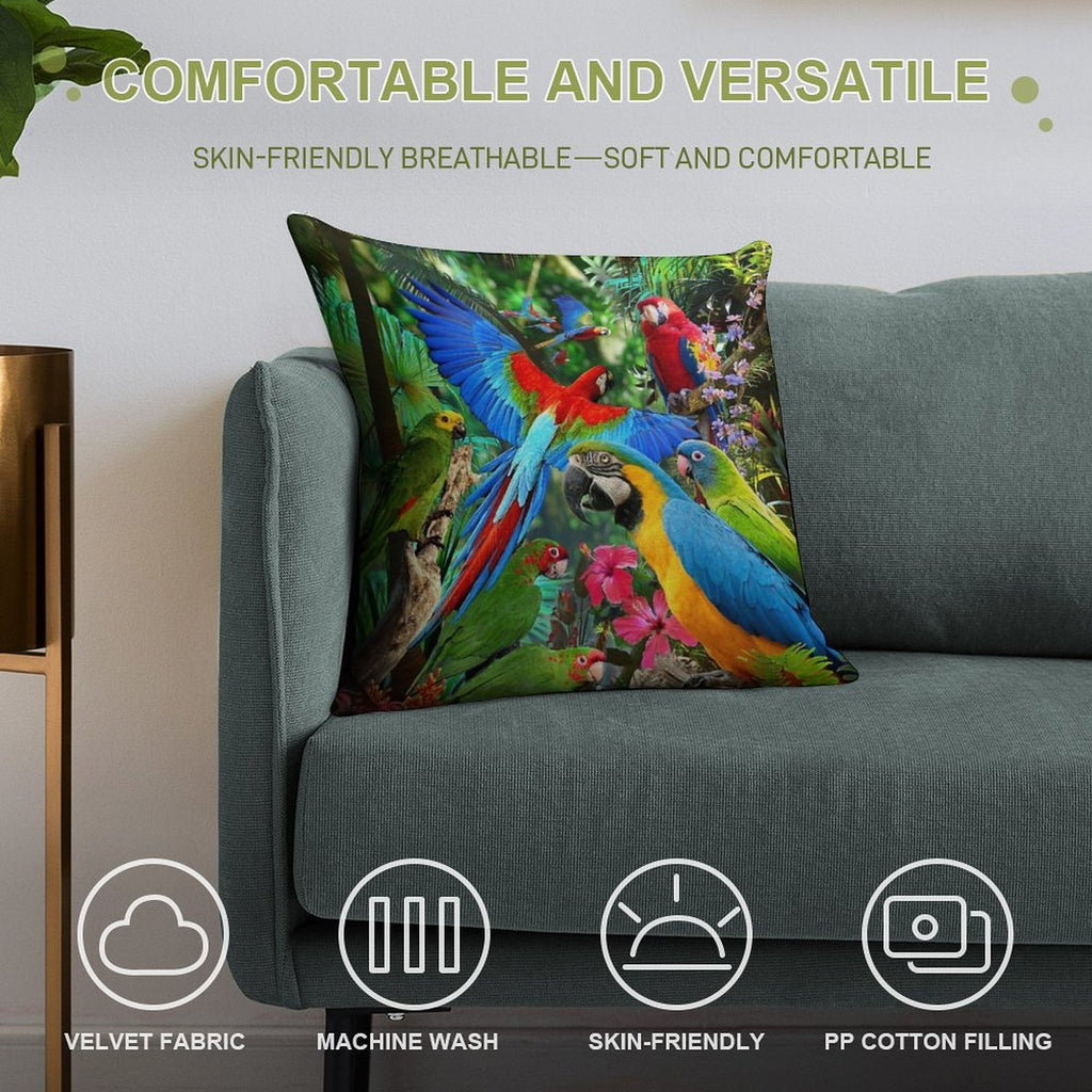 Parrots Soft Decorative Cover Throw Pillow