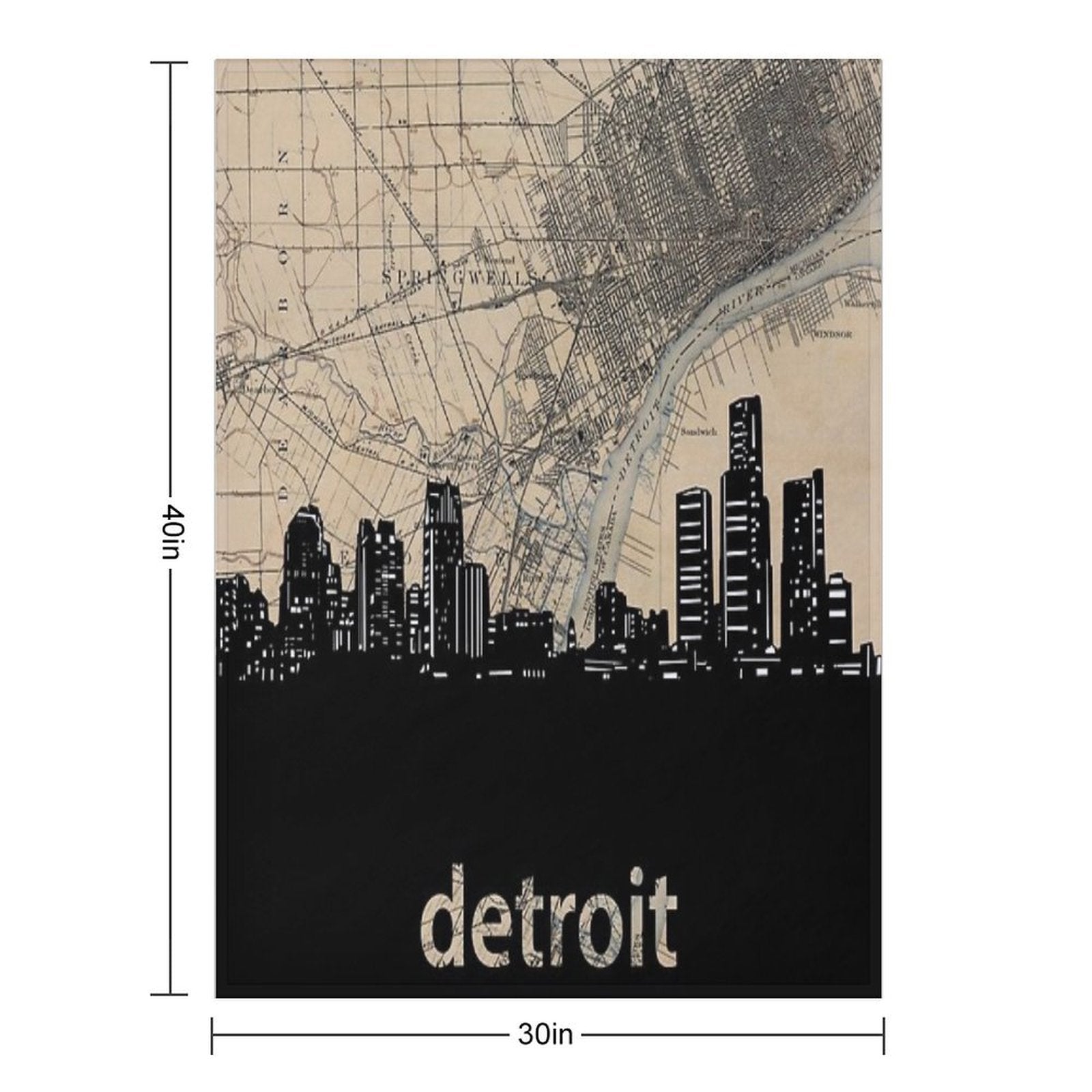 Detroit Skyline Comfort Throw Blanket