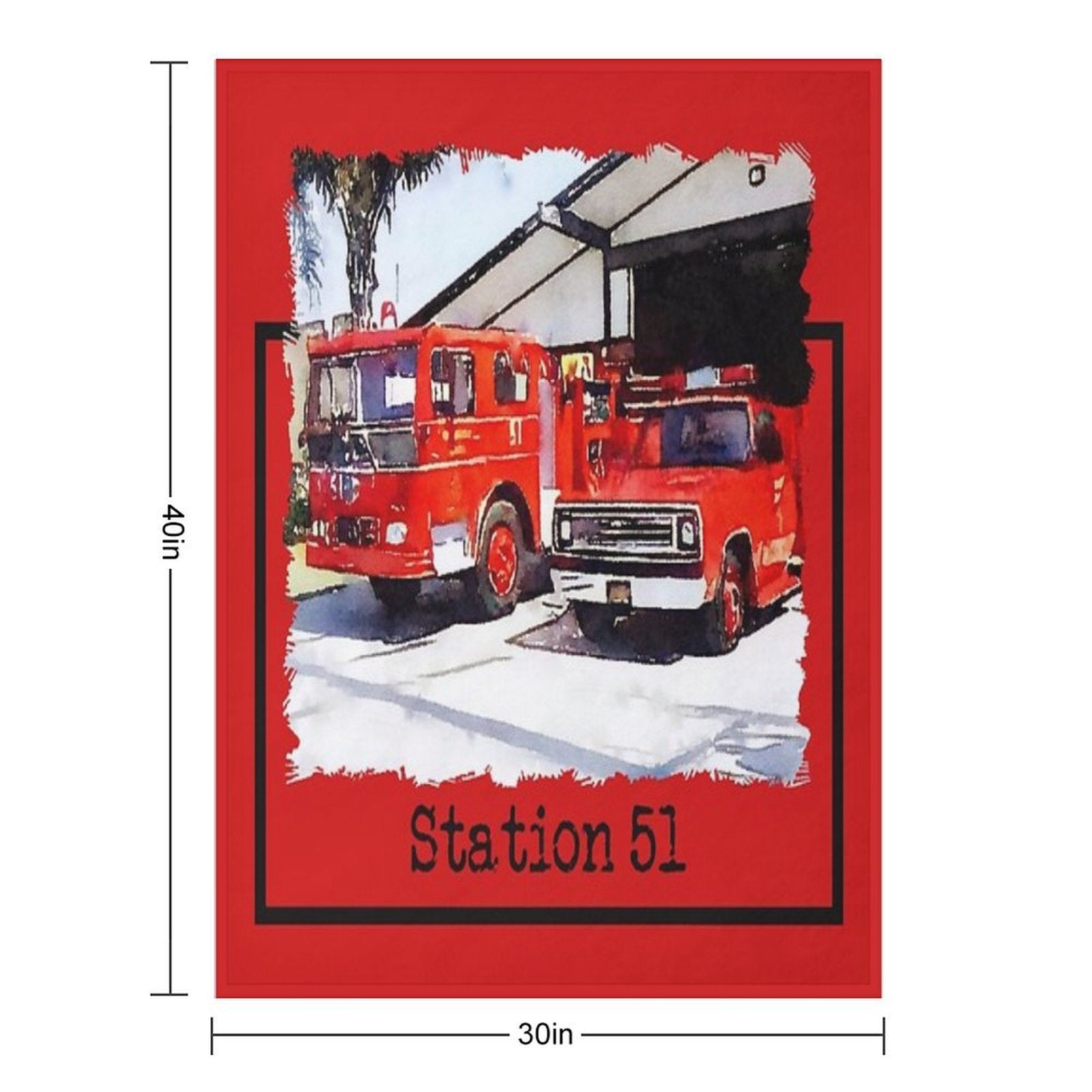 Fire Station 51, Emergency TV Show, Firetruck Sustainable Throw Blanket