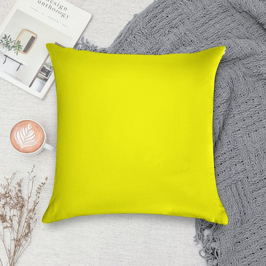 Bright Fluorescent Yellow Neon Soft Washable Throw Pillow
