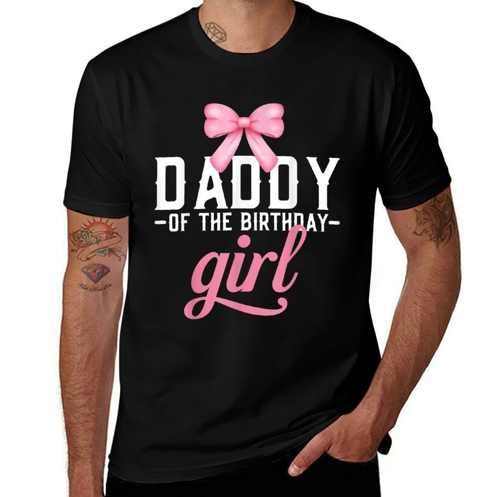 Daddy Pink Bow Birthday Girl Daddy Of The Birthday Pink Girl  Easy-care T-Shirt