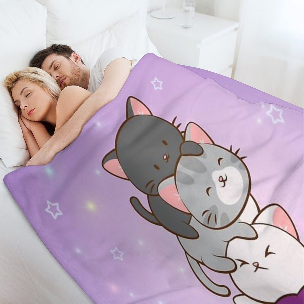 Ace Pride Kawaii Cats LGBTQ Asexual Compact Throw Blanket