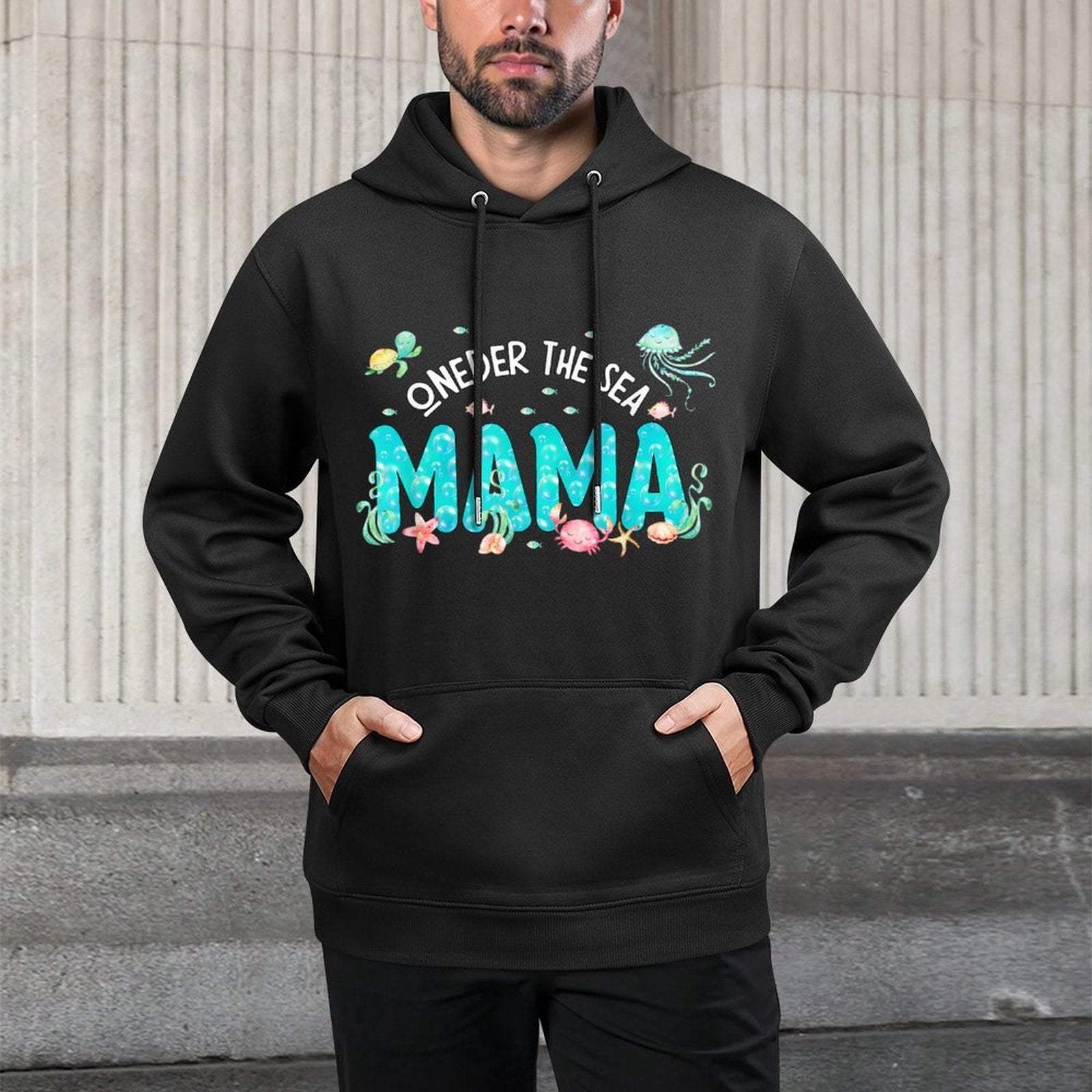 Under Sea Mama Birthday Girl Boy Matching Family Party Cotton-Polyester Blend Hoodie