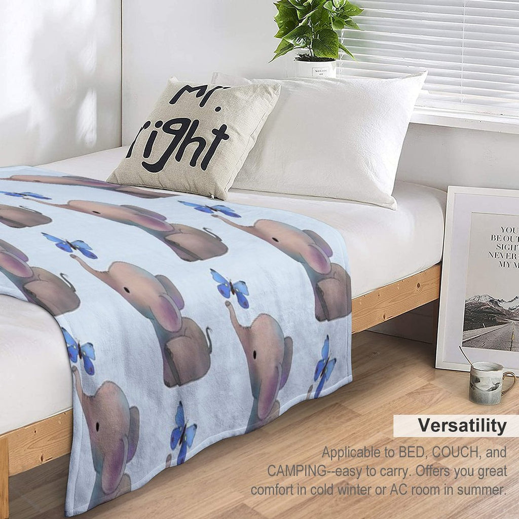 Elephant with A Butterfly Gift-ready Throw Blanket