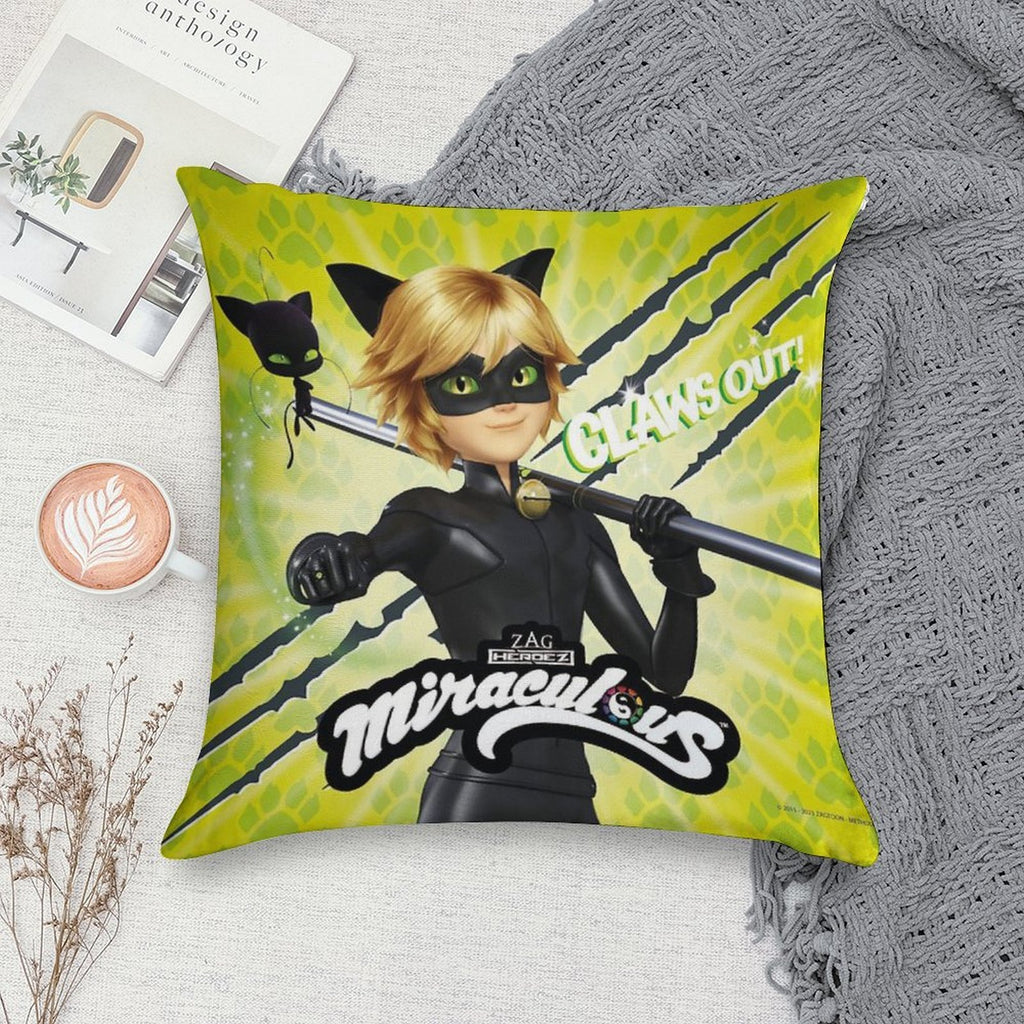 Miraculous Ladybug - Character Focus Cat Noir Claws Out Soft Decorative Cover Throw Pillow
