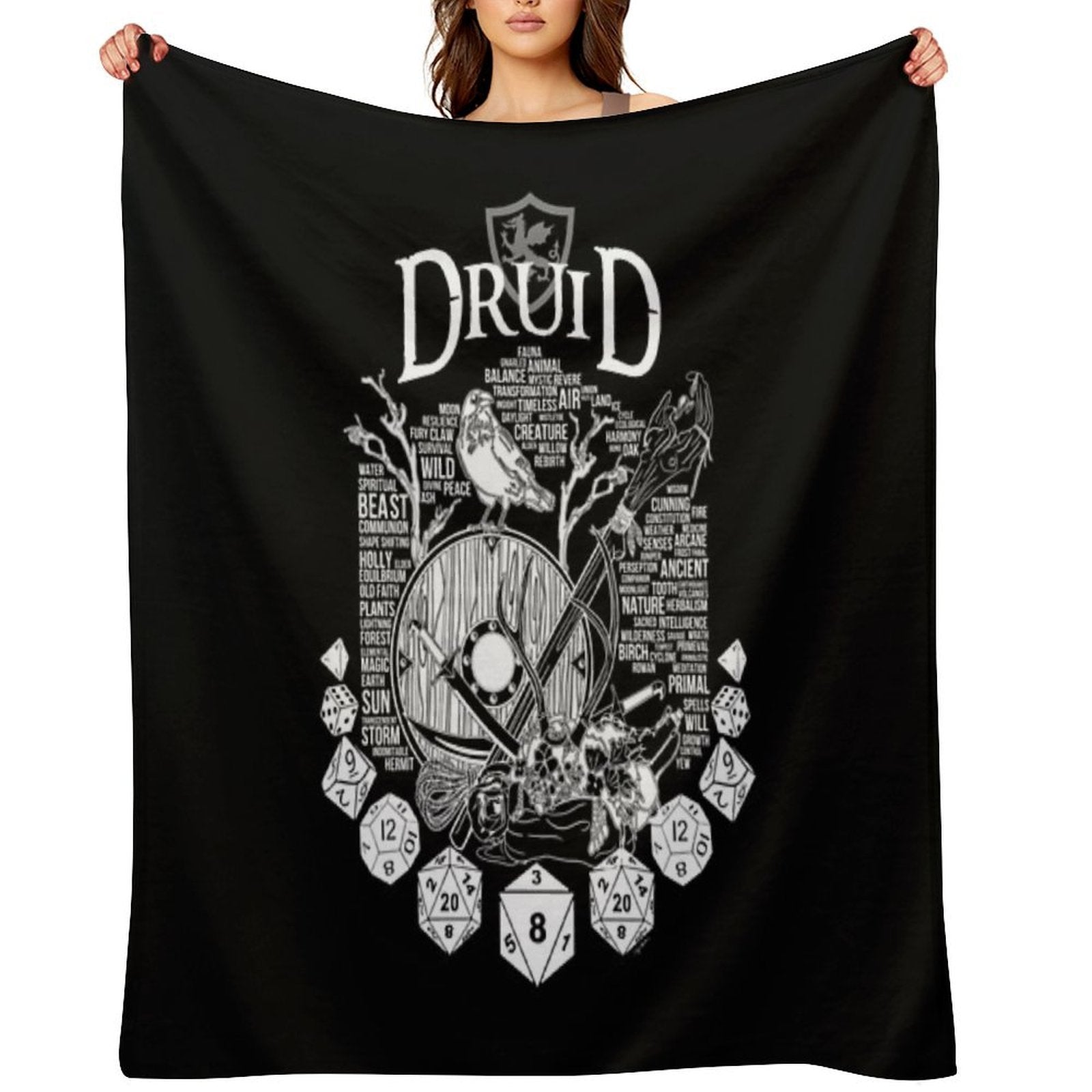 RPG Class Series Druid - White Version Gift-ready Throw Blanket