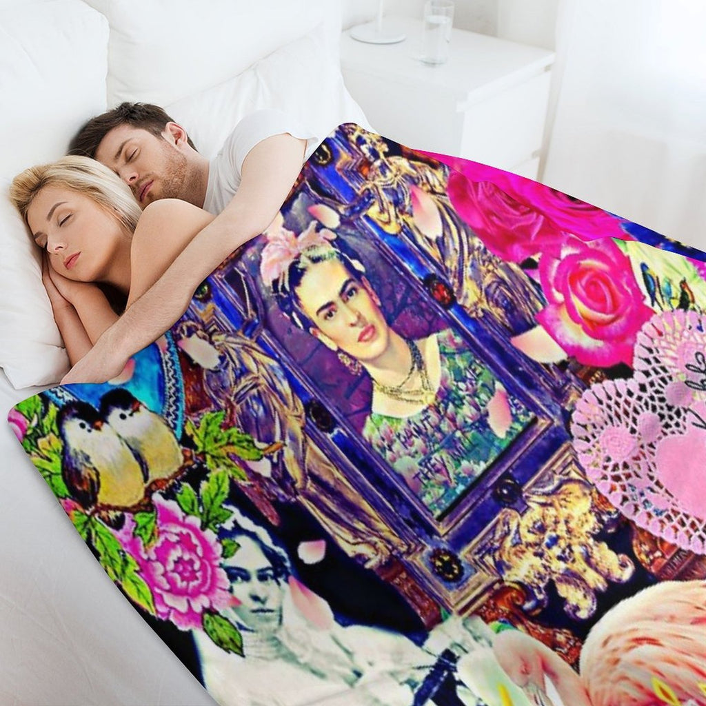 Frida Kahlo Love One Another Collage Premium Throw Blanket