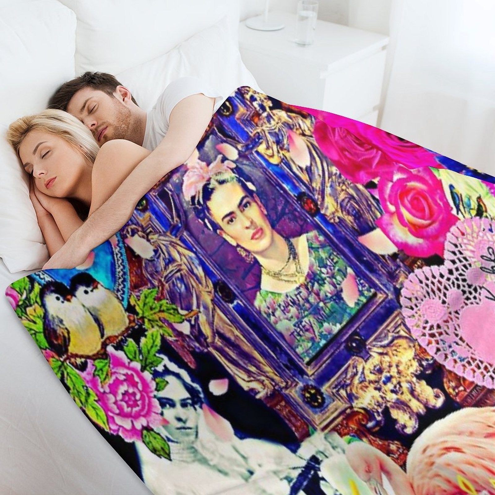 Frida Kahlo Love One Another Collage Premium Throw Blanket