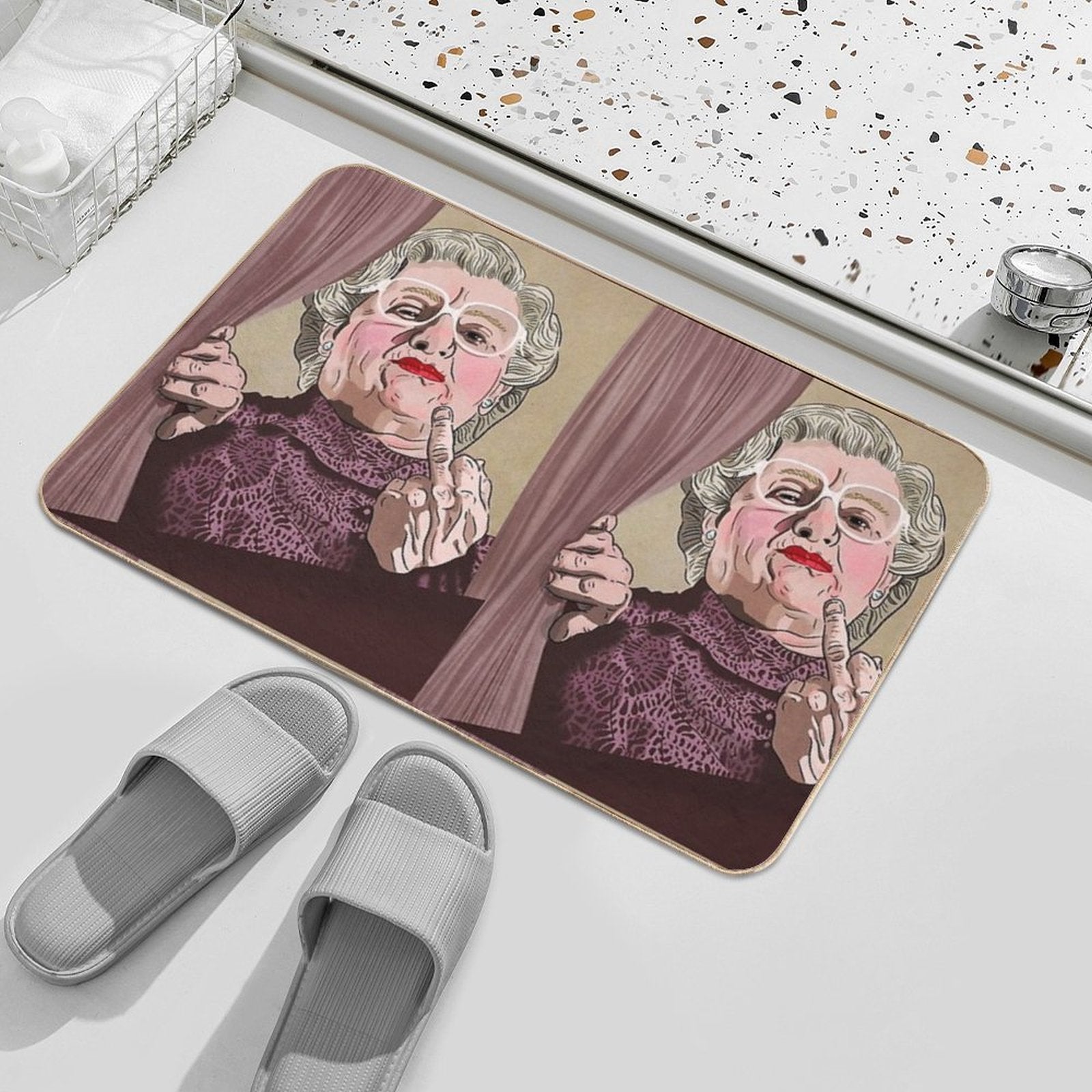 Mrs Doubtfire Middle Finger - Illustration - Robin Williams - Film  Easy To Clean Bath Mat