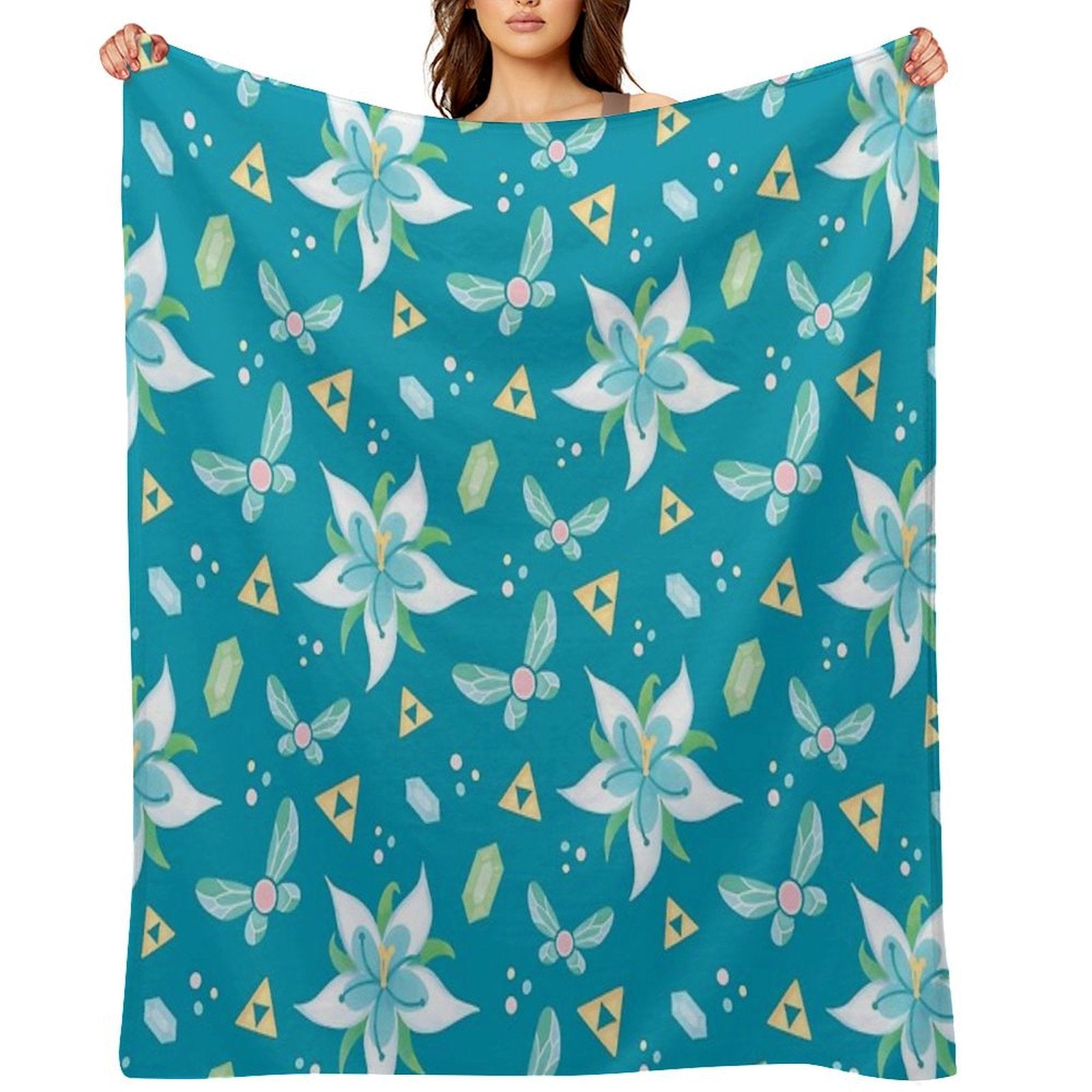 Silent Princess Pattern Blue V.2 Premium Throw Blanket