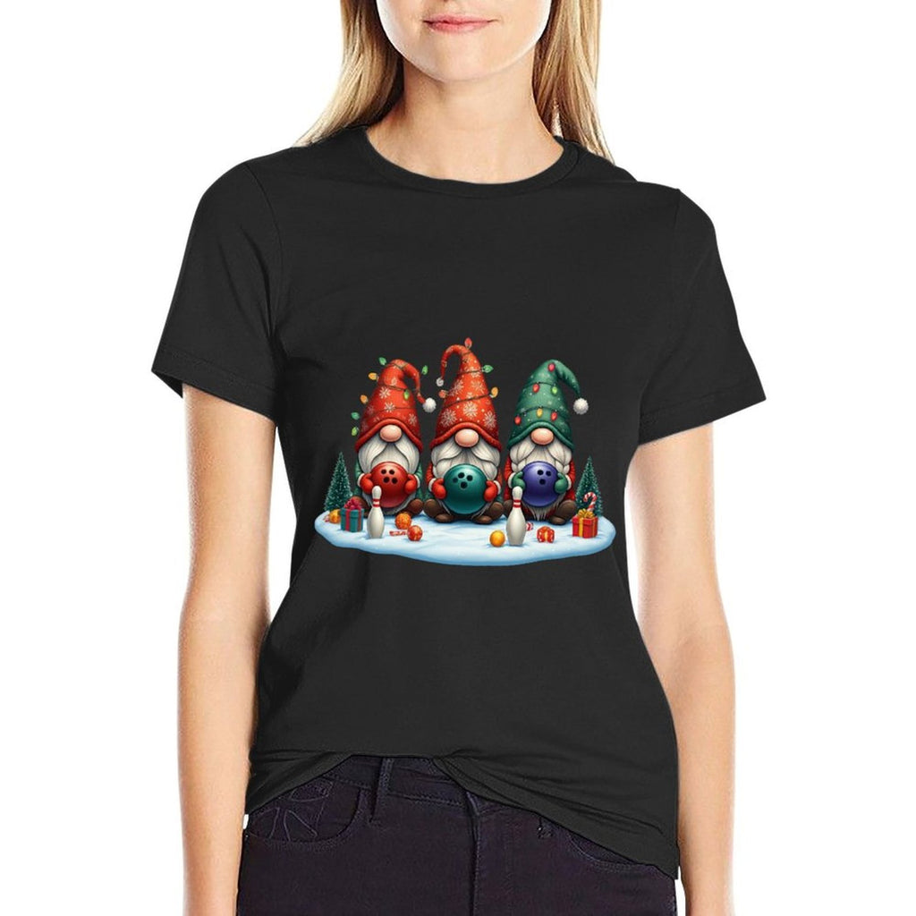 Funny Bowling Gnomies Christmas Gnome Bowler Womens Mens Kid  Breathable T-Shirt