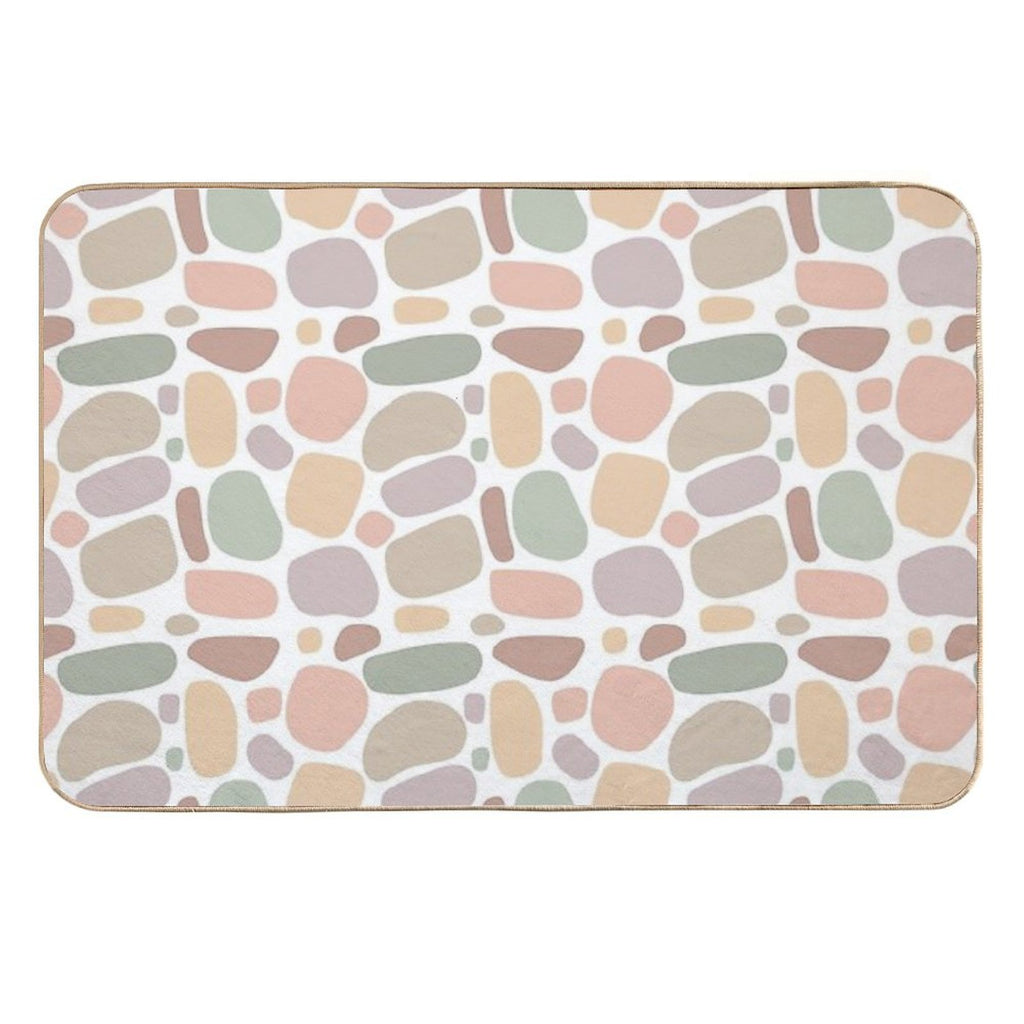 Boho Abstract Free-Form Pattern  Terracotta And Pastel Organic Shapes  Anti-Trip Bath Mat