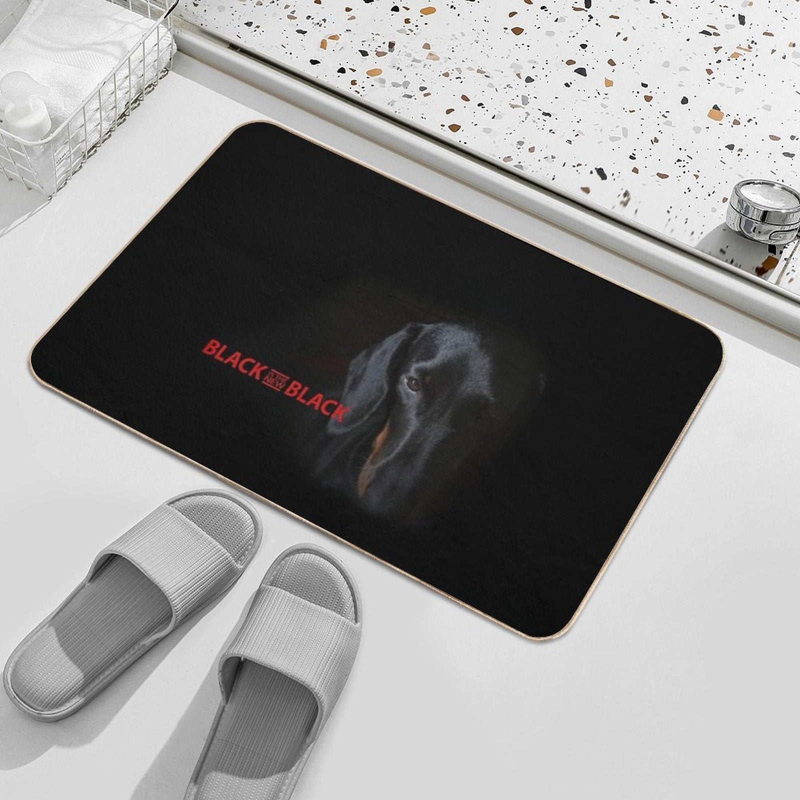 Black Dachshund  Slip-Resistant Bath Mat