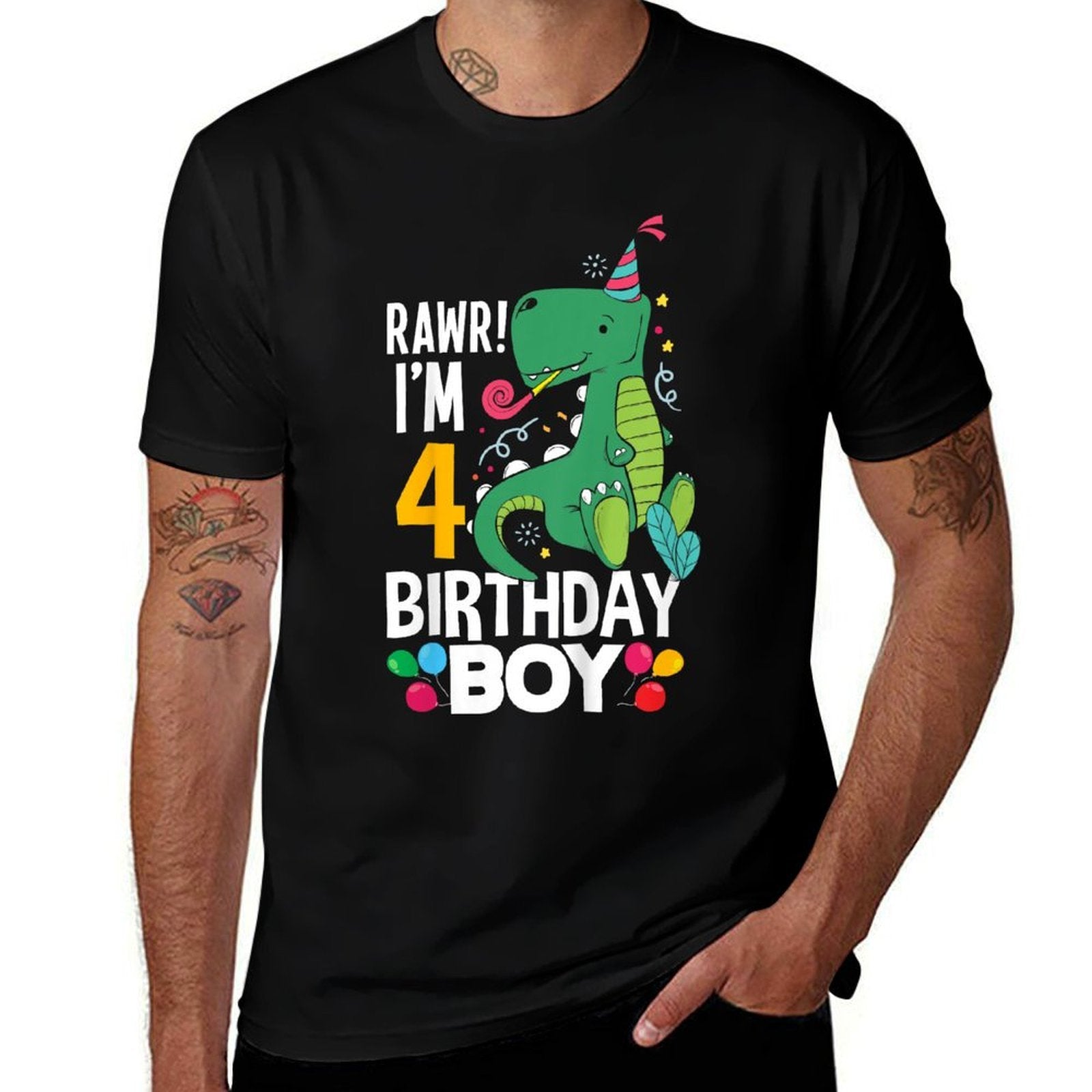 Kids 4th Birthday Boys 4 Year Old Birthday Boy T Rex Dinosaur  Affordable Price T-Shirt