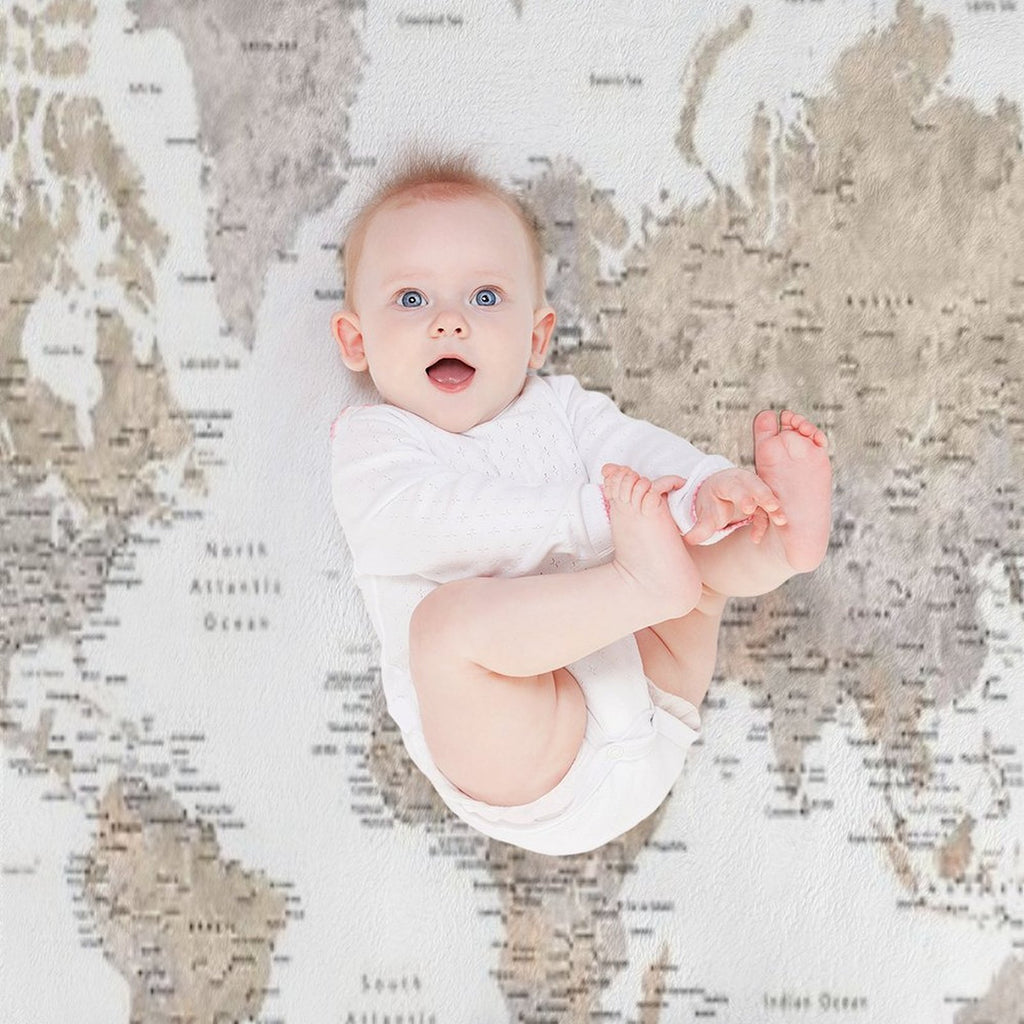 Life Is A Jouney Best Travelled Together, World Map, Abey Wrinkle-free Throw Blanket