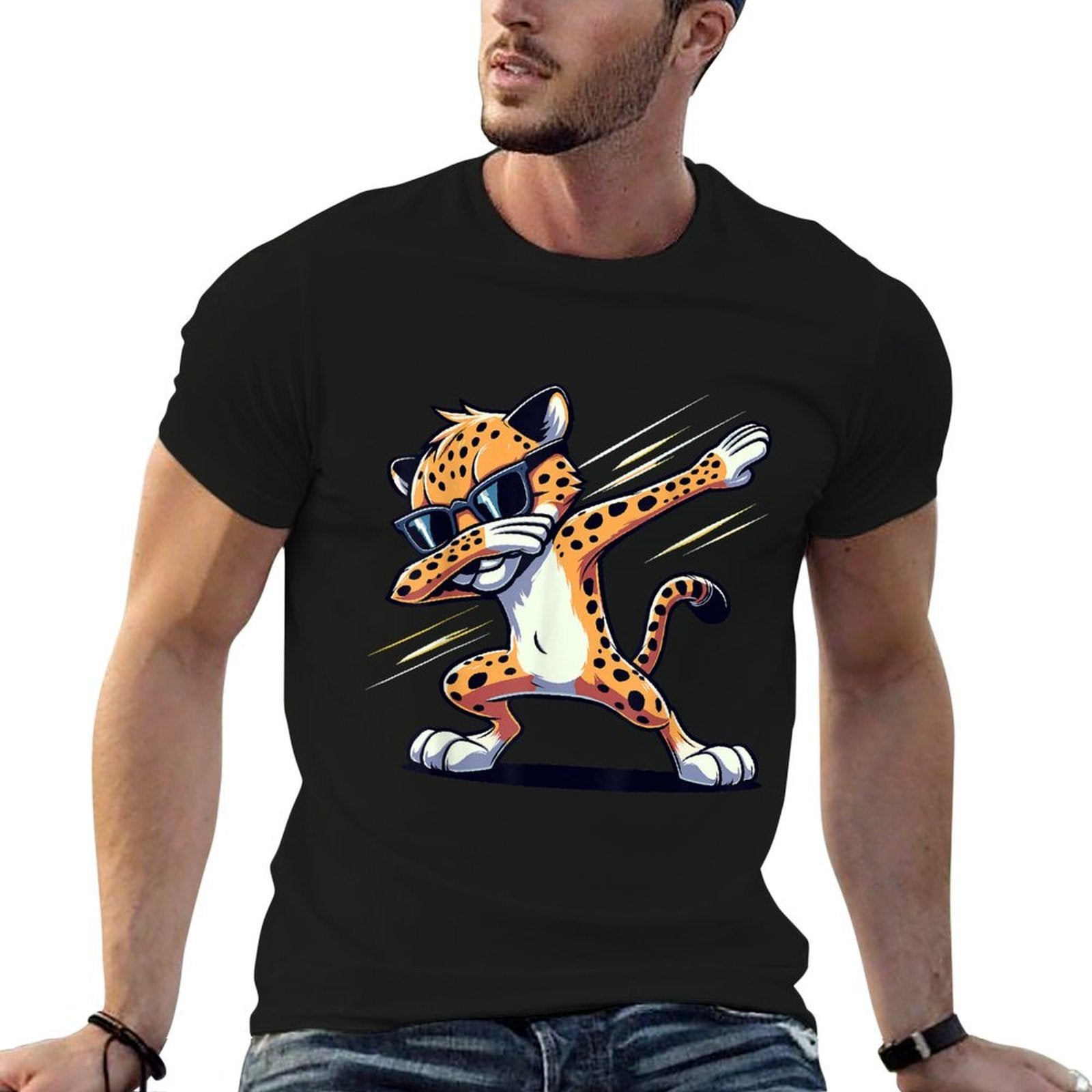 Dabbing Cheetah Sunglasses Cheetah Animal  Graphic-printed T-Shirt