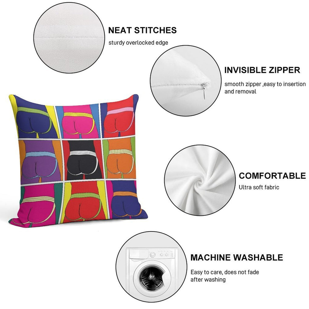 Pop Art Jockstrap Desire Nine Soft Washable Throw Pillow
