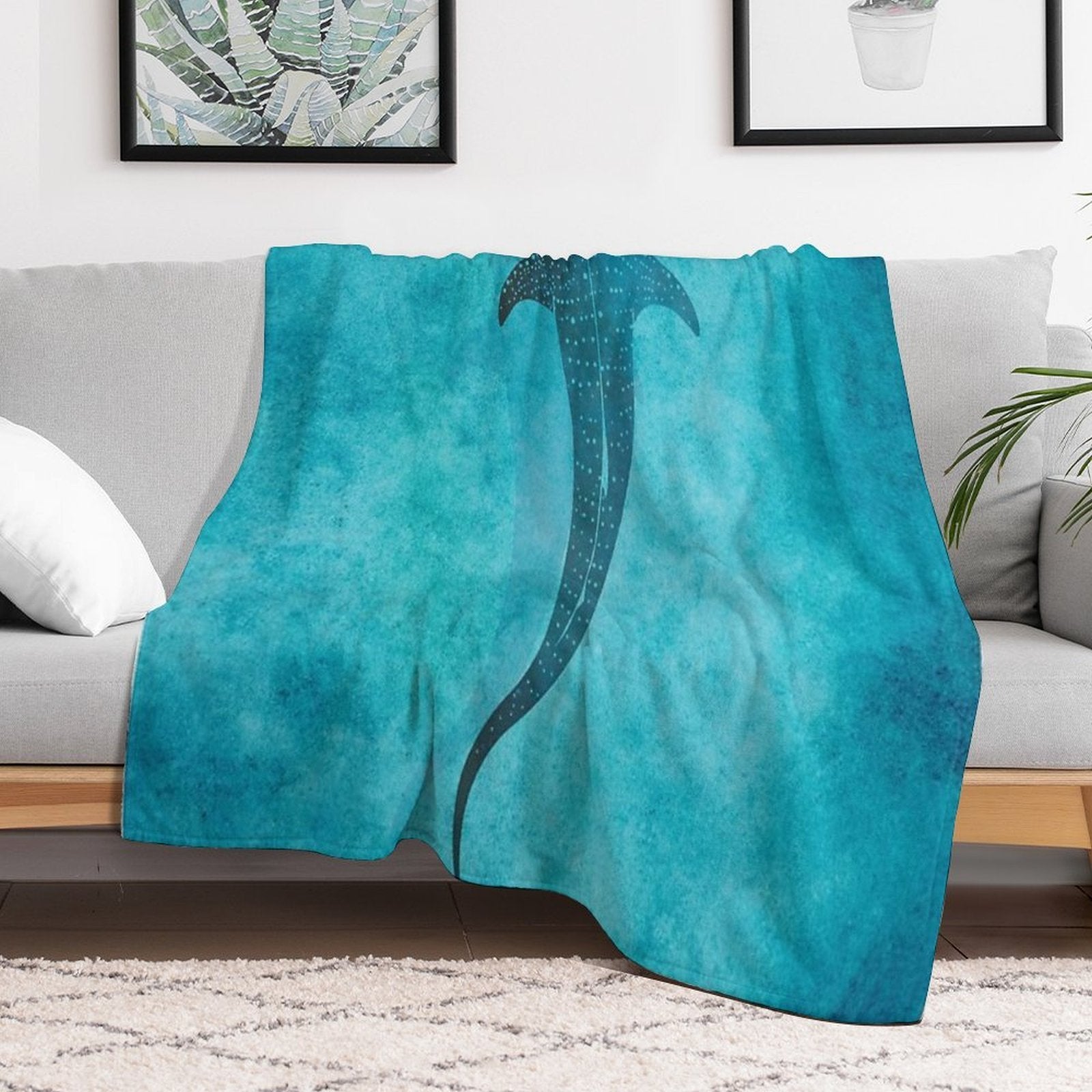 Whale Shark Blue Ocean Quick-dry Throw Blanket