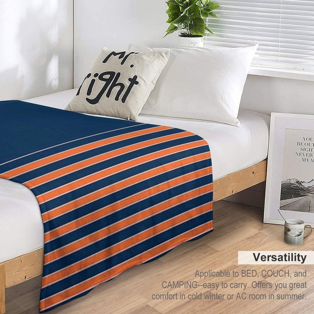 Indigo Orange Stripes Travel-friendly Throw Blanket