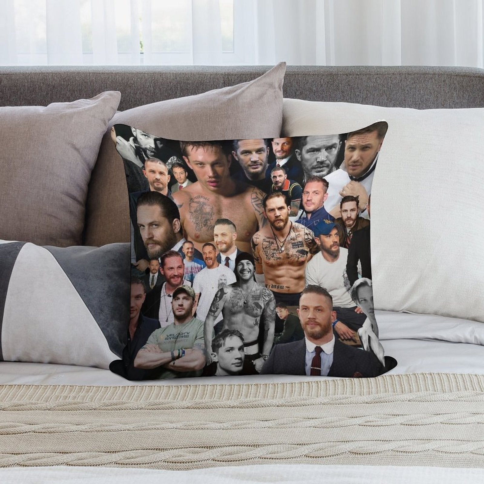 Tom Hardy Soft Hidden Zipper Throw Pillow