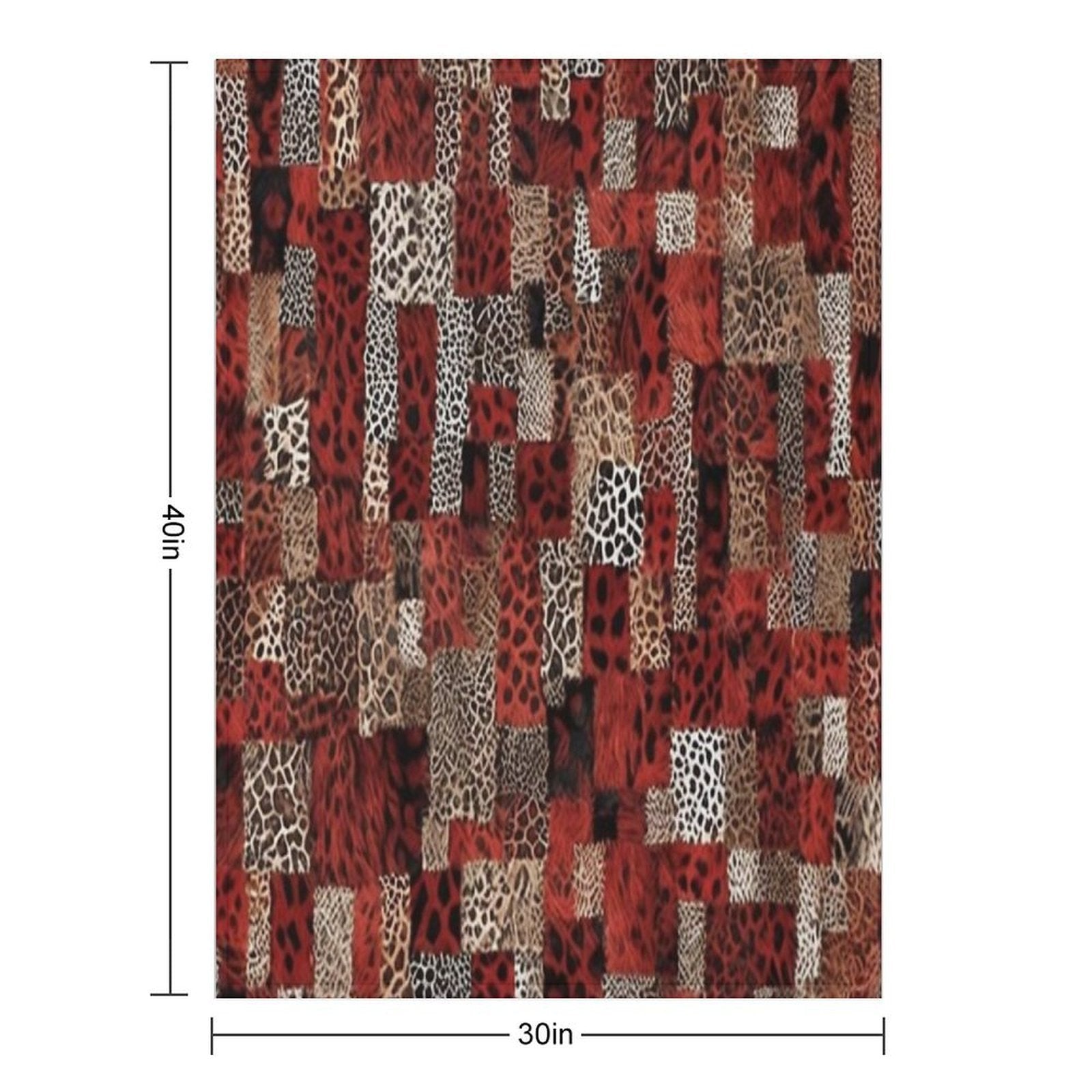 Abstract Red Faux Fur Patchwork Pattern Anti-pilling Throw Blanket