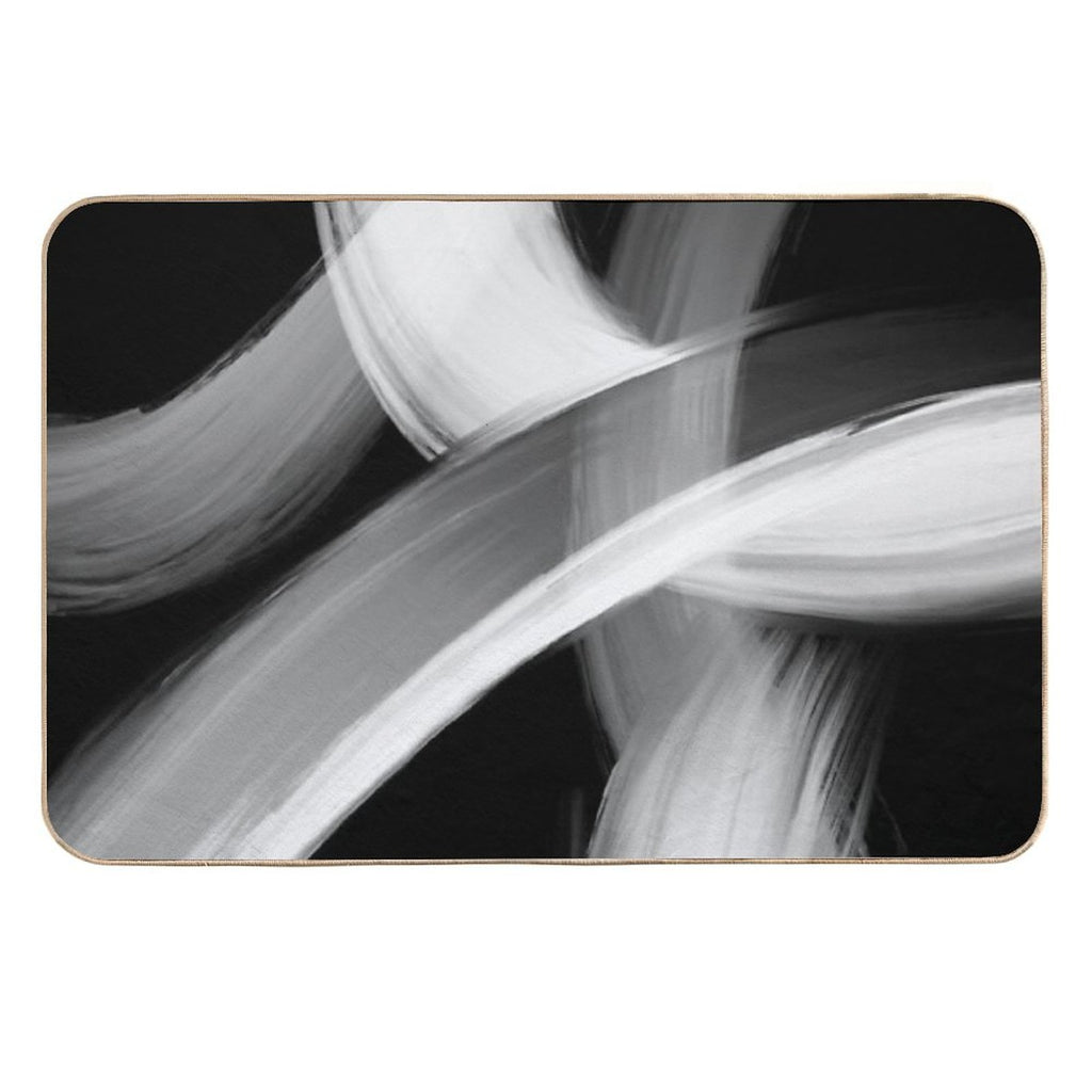 Black And White Fine Art Painted Abstract  Anti-Trip Bath Mat