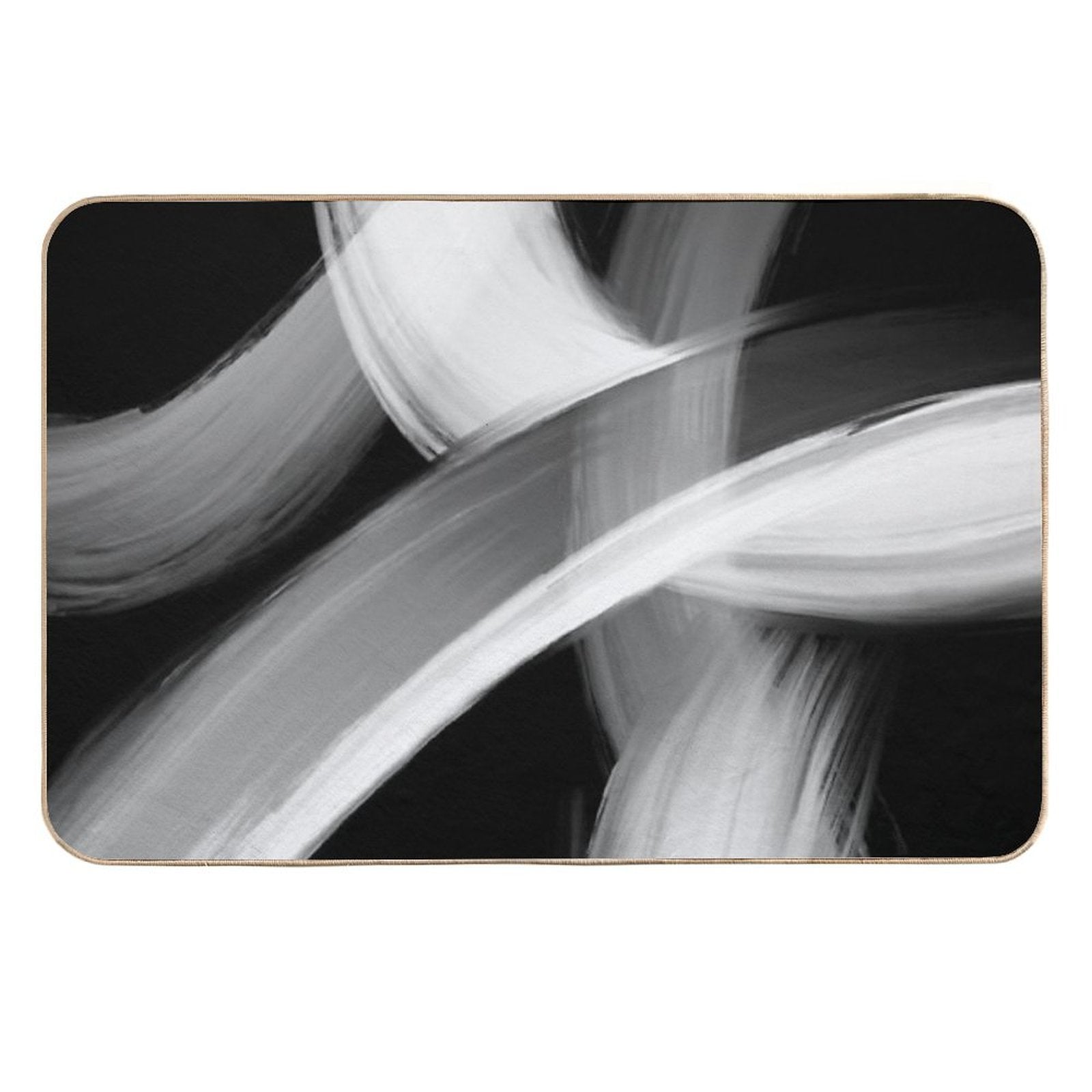 Black And White Fine Art Painted Abstract  Anti-Trip Bath Mat
