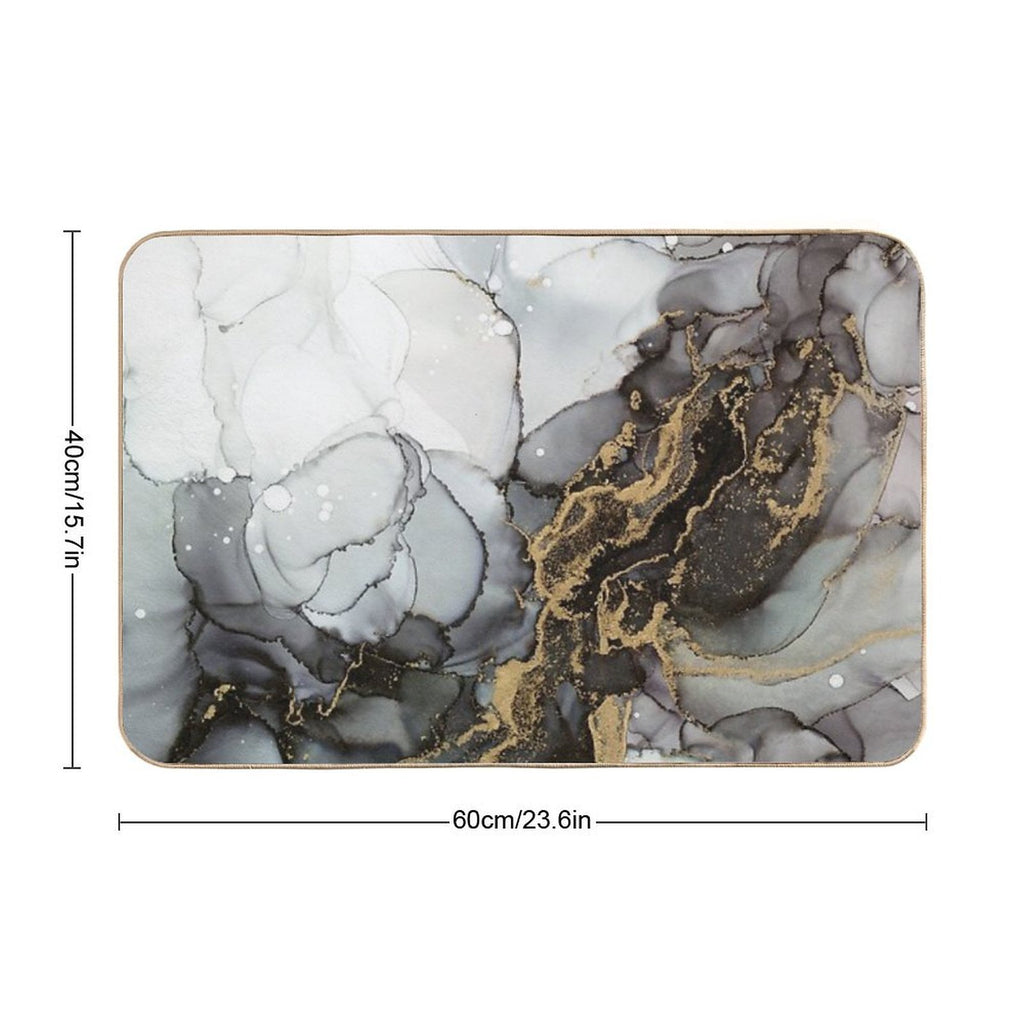 Black And Gold Marble Storm Durable Bath Mat