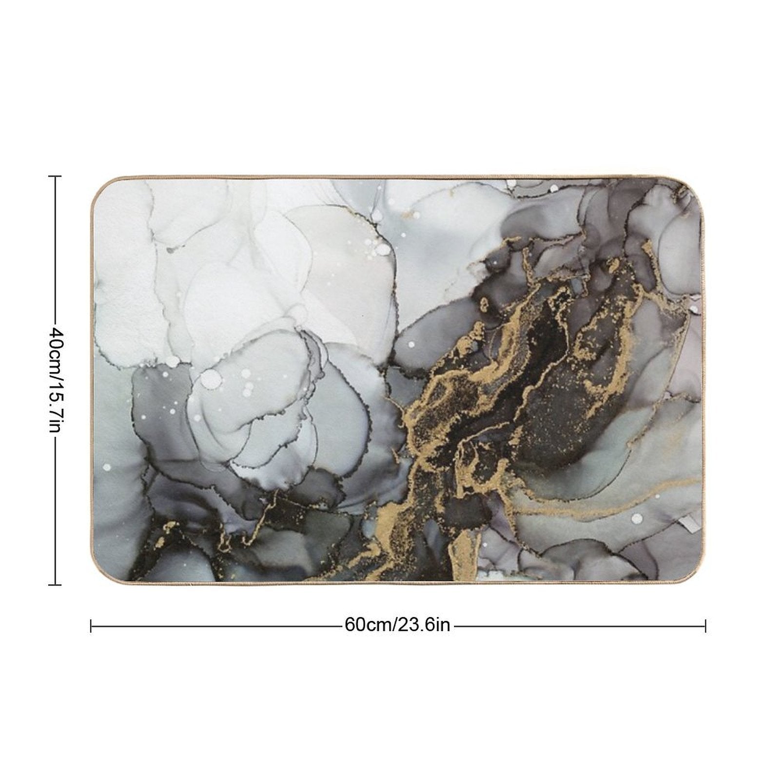 Black And Gold Marble Storm Durable Bath Mat