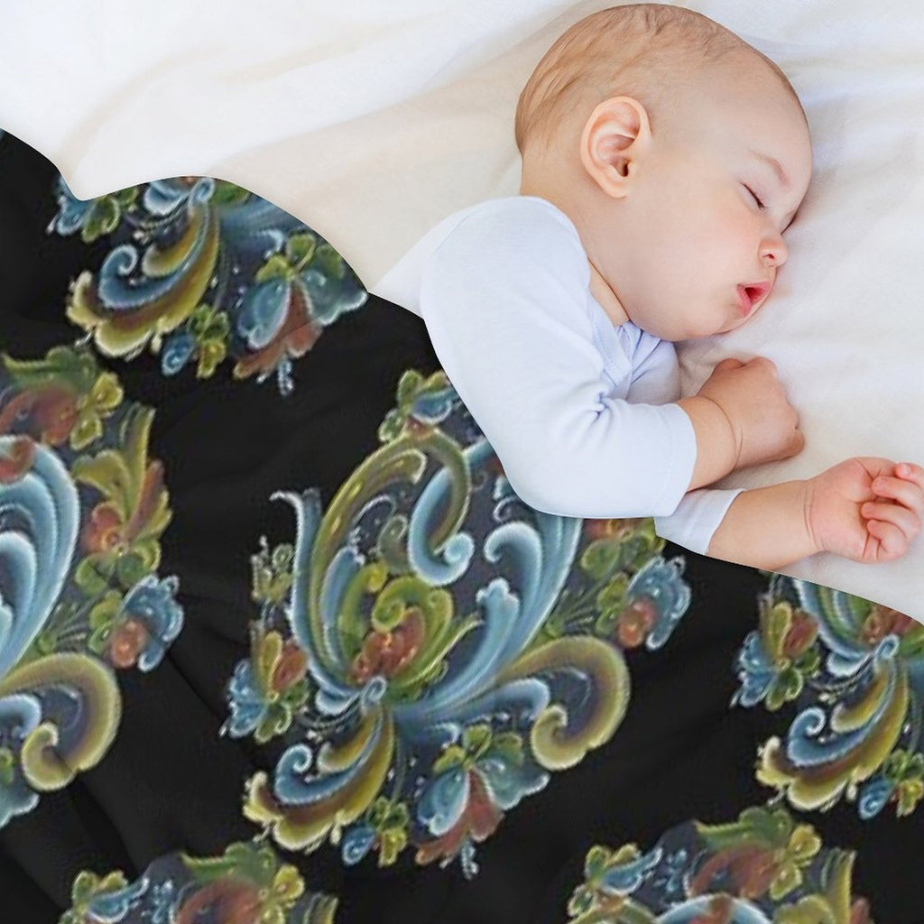 Traditional Norwegian Telemark Rosemaling Plush Throw Blanket