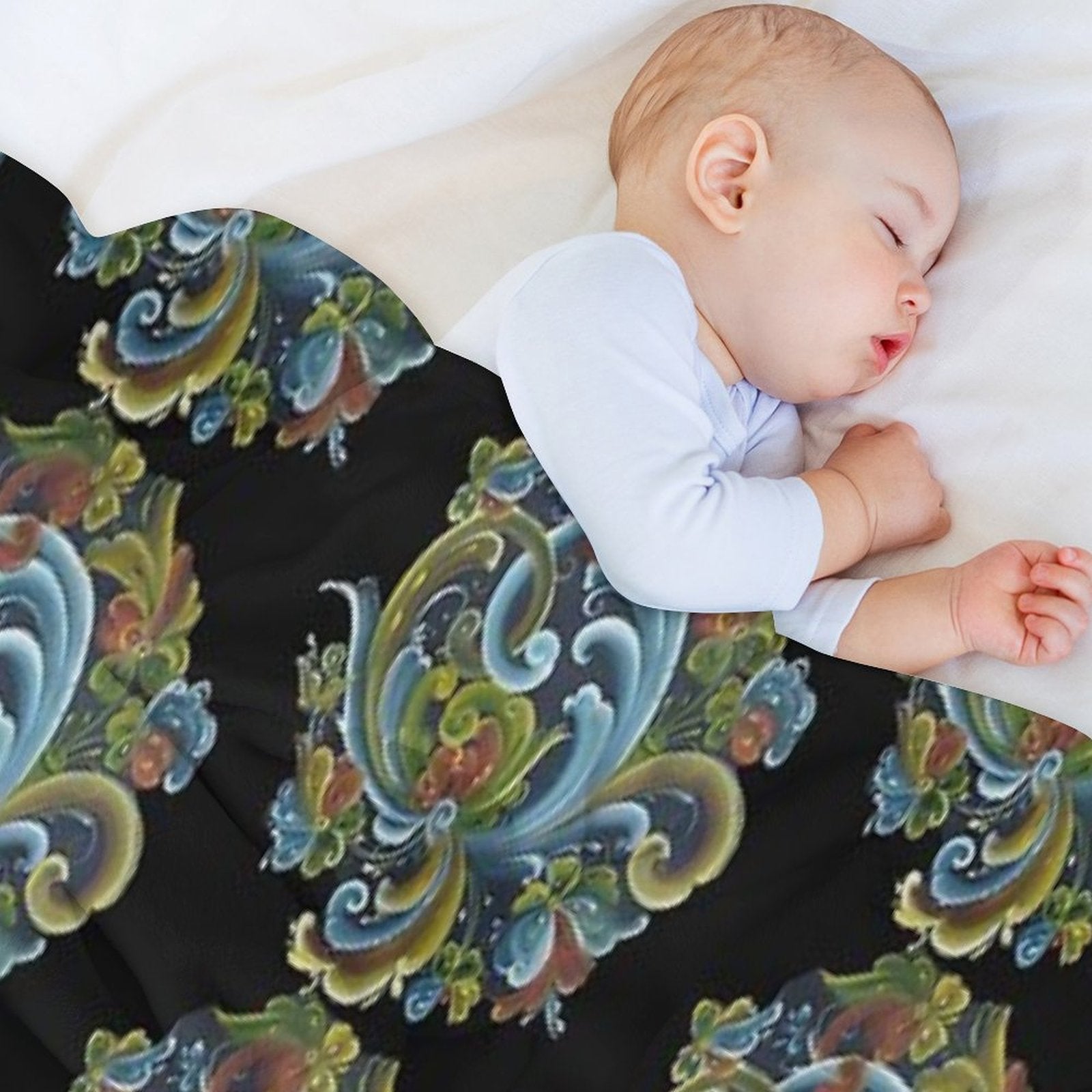 Traditional Norwegian Telemark Rosemaling Plush Throw Blanket