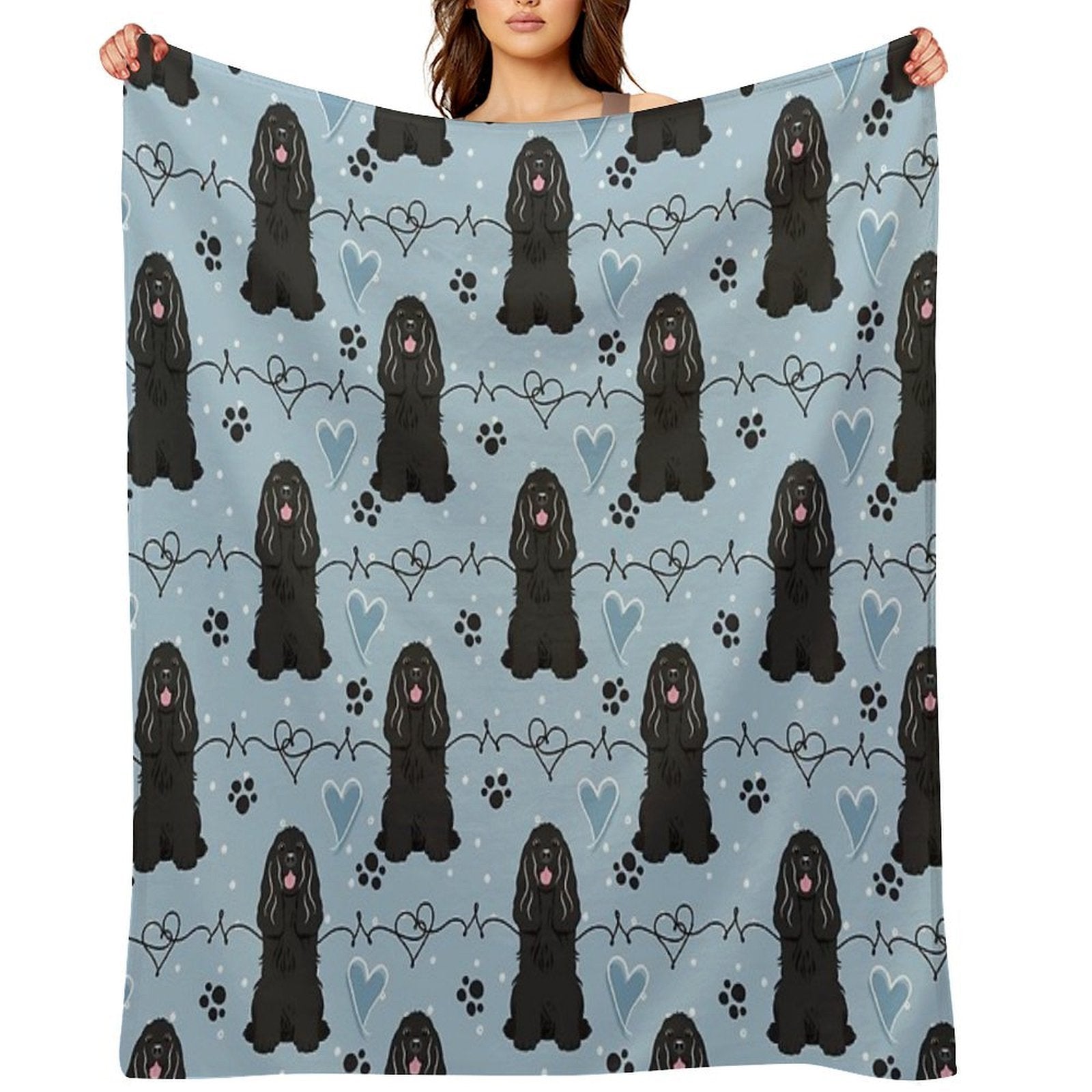 Love Black Cocker Spaniel Wrinkle-free Throw Blanket